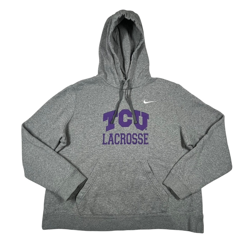 Nike TCU Lacrosse Hoodie Women XL Gray Fleece Pullover CJ1789-063 Sporty Logo - Picture 3 of 11